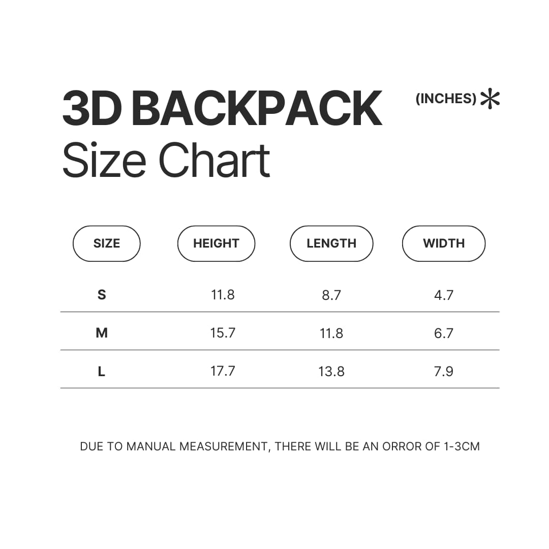 3D Backpack Size Chart - Dragon Age Merch