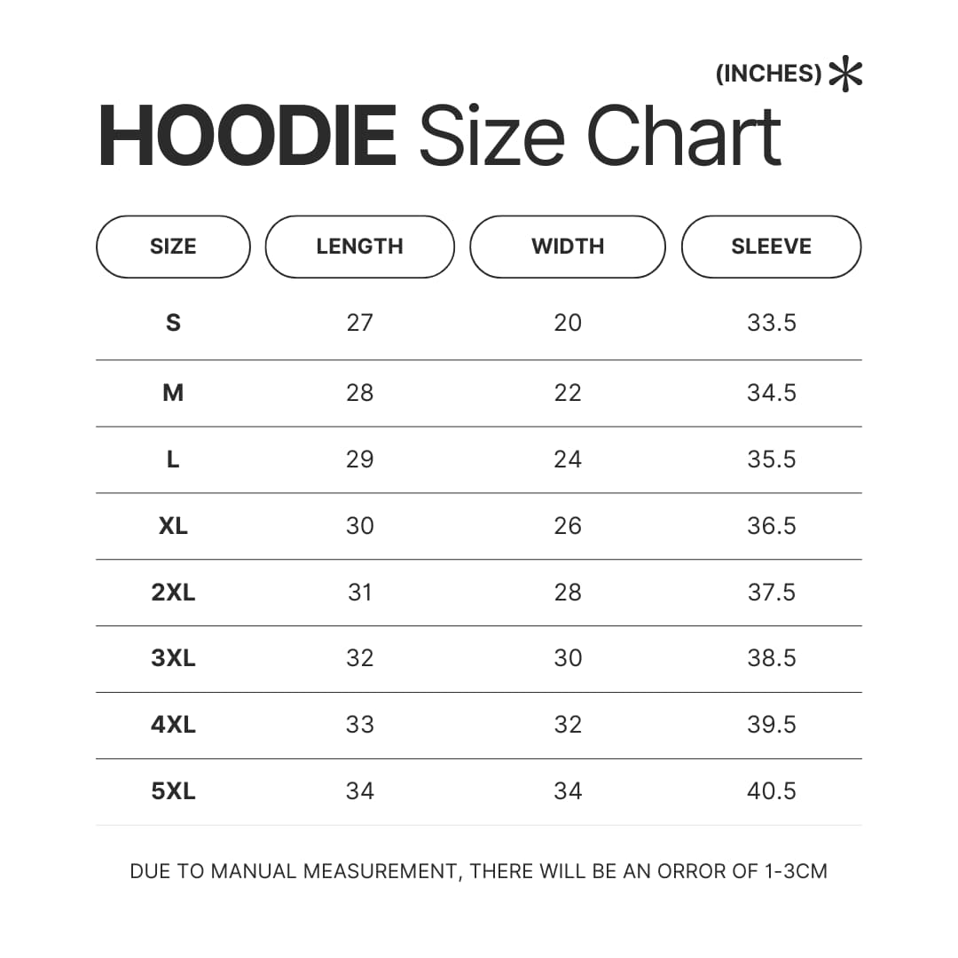 Hoodie Size Chart - Dragon Age Merch