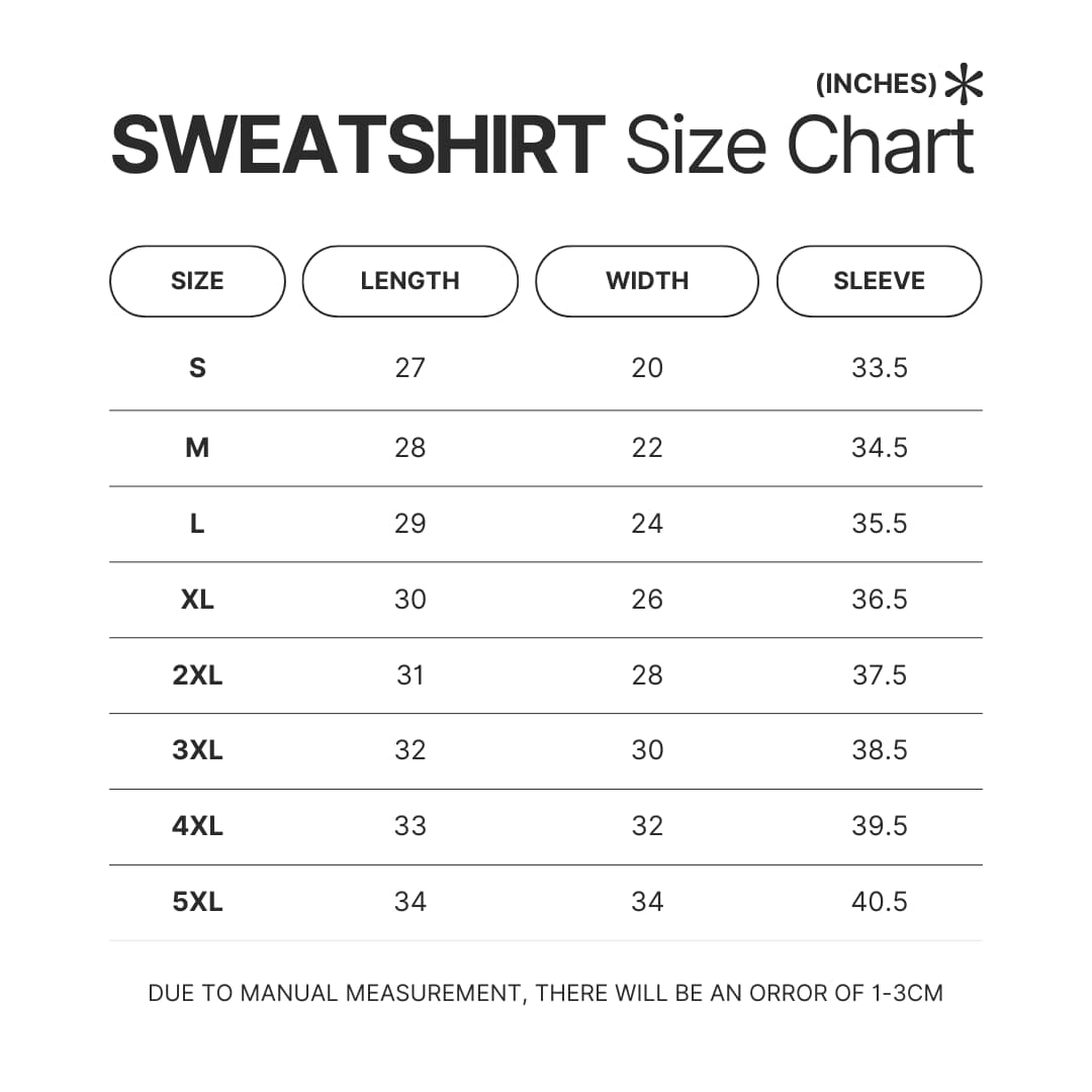 Sweatshirt Size Chart - Dragon Age Merch